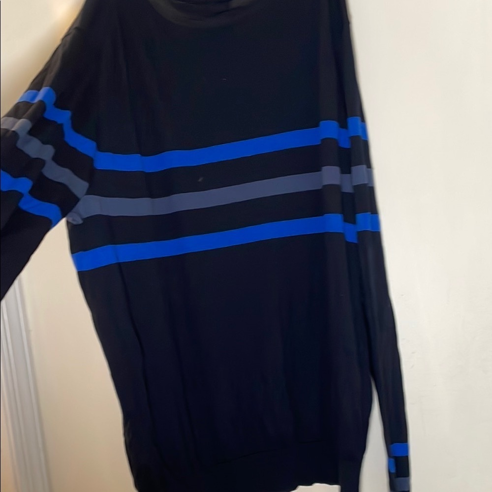 VINCE Mens Sweater Size XL Pullover Crew Navy w/ Stripes - Picture 6 of 7